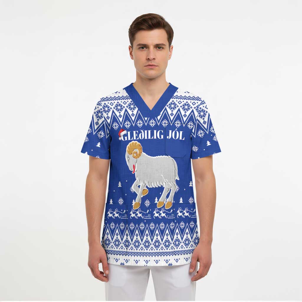 Faroe Islands Christmas Scrub Top Coat Of Arms Xmas Patterns - Wonder Print Shop