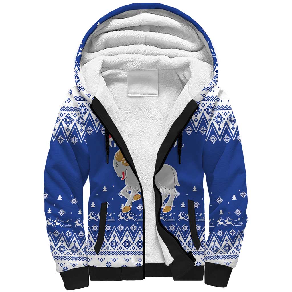 Faroe Islands Christmas Sherpa Hoodie Coat Of Arms Xmas Patterns - Wonder Print Shop