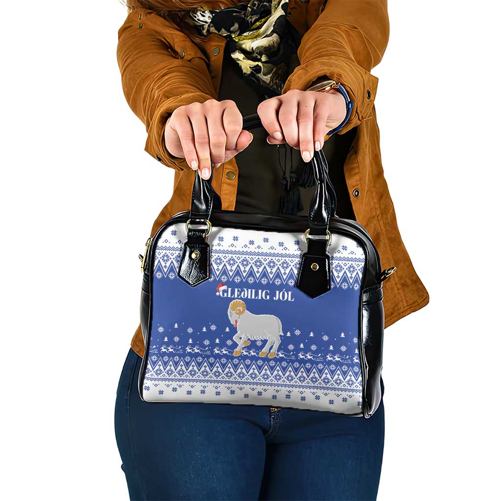 Faroe Islands Christmas Shoulder Handbag Coat Of Arms Xmas Patterns - Wonder Print Shop