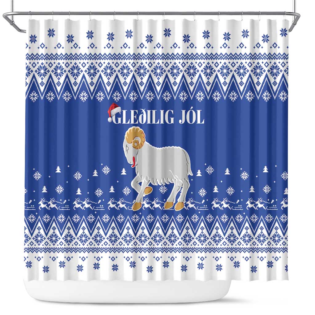 Faroe Islands Christmas Shower Curtain Coat Of Arms Xmas Patterns - Wonder Print Shop