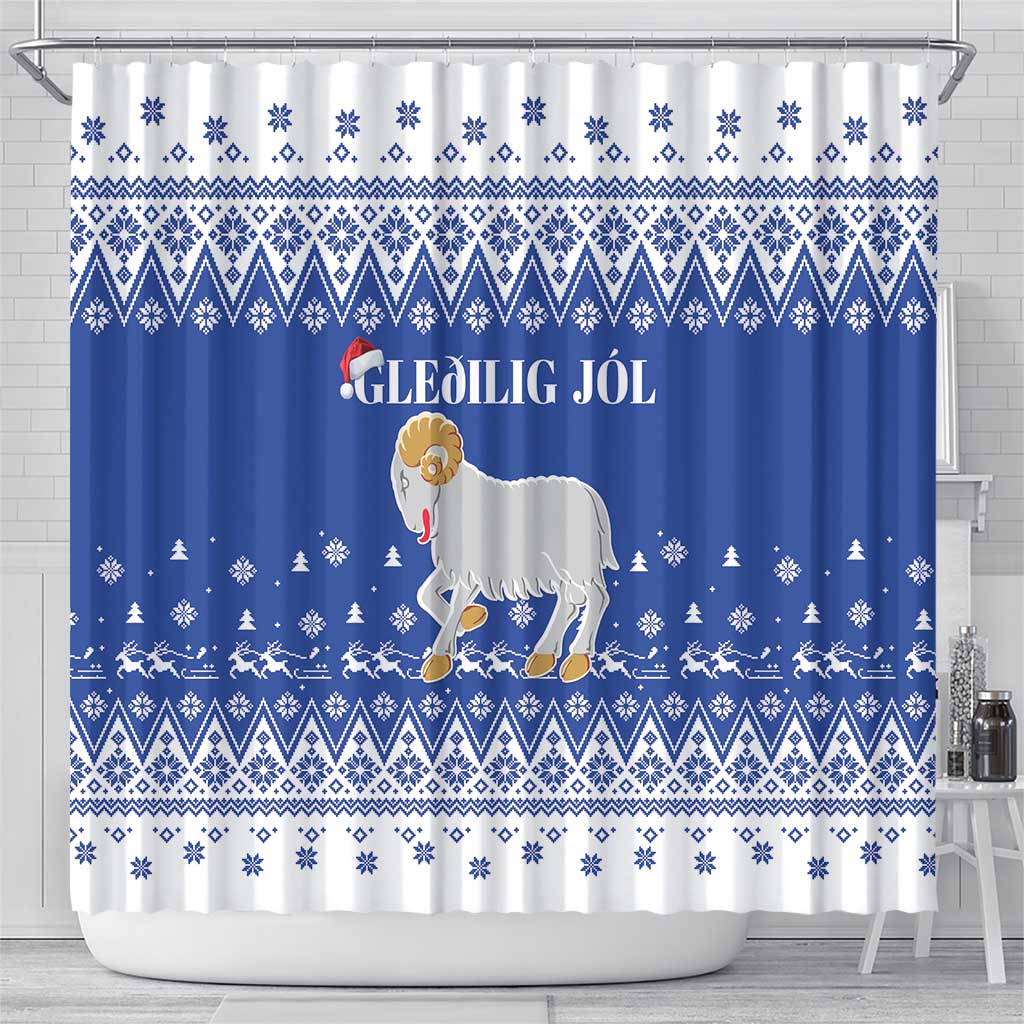 Faroe Islands Christmas Shower Curtain Coat Of Arms Xmas Patterns - Wonder Print Shop