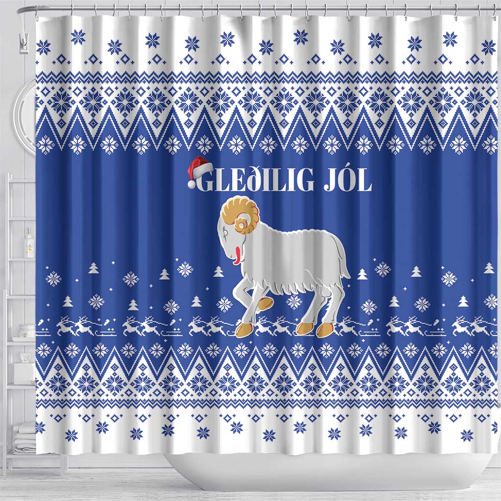 Faroe Islands Christmas Shower Curtain Coat Of Arms Xmas Patterns - Wonder Print Shop
