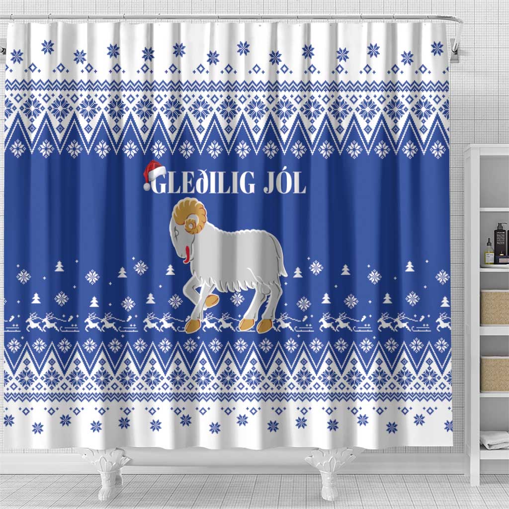 Faroe Islands Christmas Shower Curtain Coat Of Arms Xmas Patterns - Wonder Print Shop