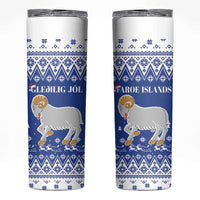 Faroe Islands Christmas Skinny Tumbler Coat Of Arms Xmas Patterns - Wonder Print Shop