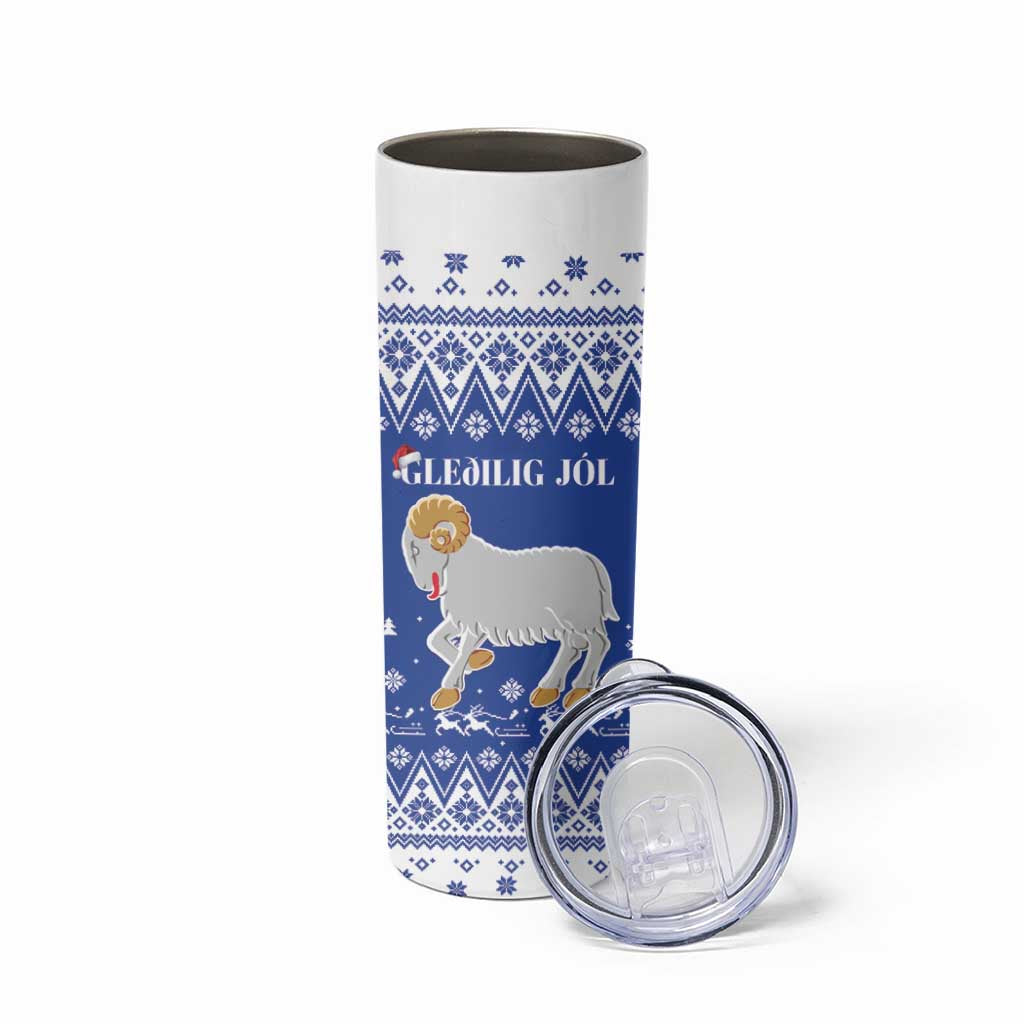Faroe Islands Christmas Skinny Tumbler Coat Of Arms Xmas Patterns - Wonder Print Shop