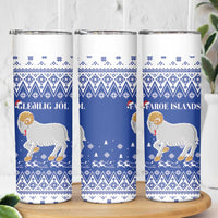 Faroe Islands Christmas Skinny Tumbler Coat Of Arms Xmas Patterns - Wonder Print Shop