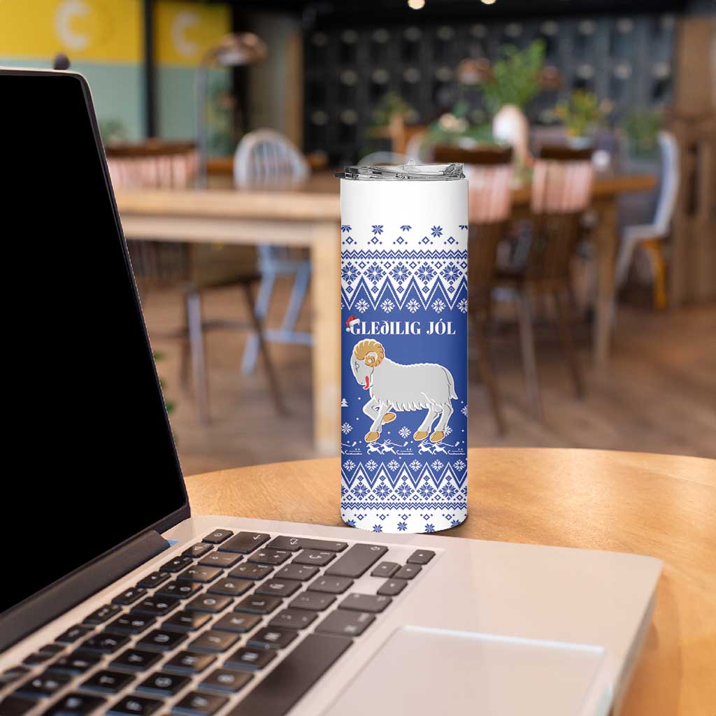 Faroe Islands Christmas Skinny Tumbler Coat Of Arms Xmas Patterns - Wonder Print Shop
