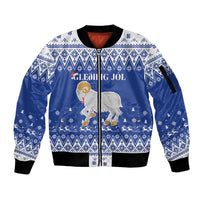 Faroe Islands Christmas Sleeve Zip Bomber Jacket Coat Of Arms Xmas Patterns - Wonder Print Shop