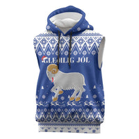 Faroe Islands Christmas Sleeveless Hoodie Coat Of Arms Xmas Patterns - Wonder Print Shop