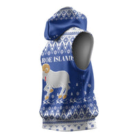 Faroe Islands Christmas Sleeveless Hoodie Coat Of Arms Xmas Patterns - Wonder Print Shop