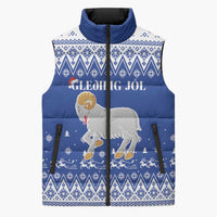 Faroe Islands Christmas Sleeveless Puffer Jacket Coat Of Arms Xmas Patterns - Wonder Print Shop