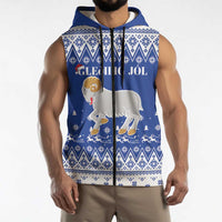 Faroe Islands Christmas Sleeveless Zip Hoodie Coat Of Arms Xmas Patterns - Wonder Print Shop