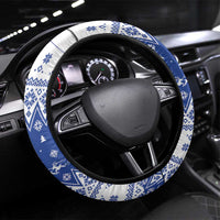Faroe Islands Christmas Steering Wheel Cover Coat Of Arms Xmas Patterns - Wonder Print Shop