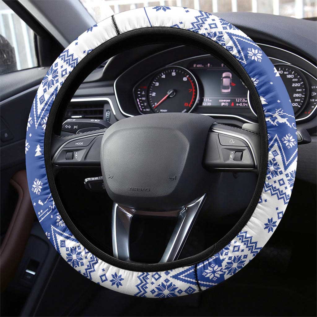 Faroe Islands Christmas Steering Wheel Cover Coat Of Arms Xmas Patterns - Wonder Print Shop