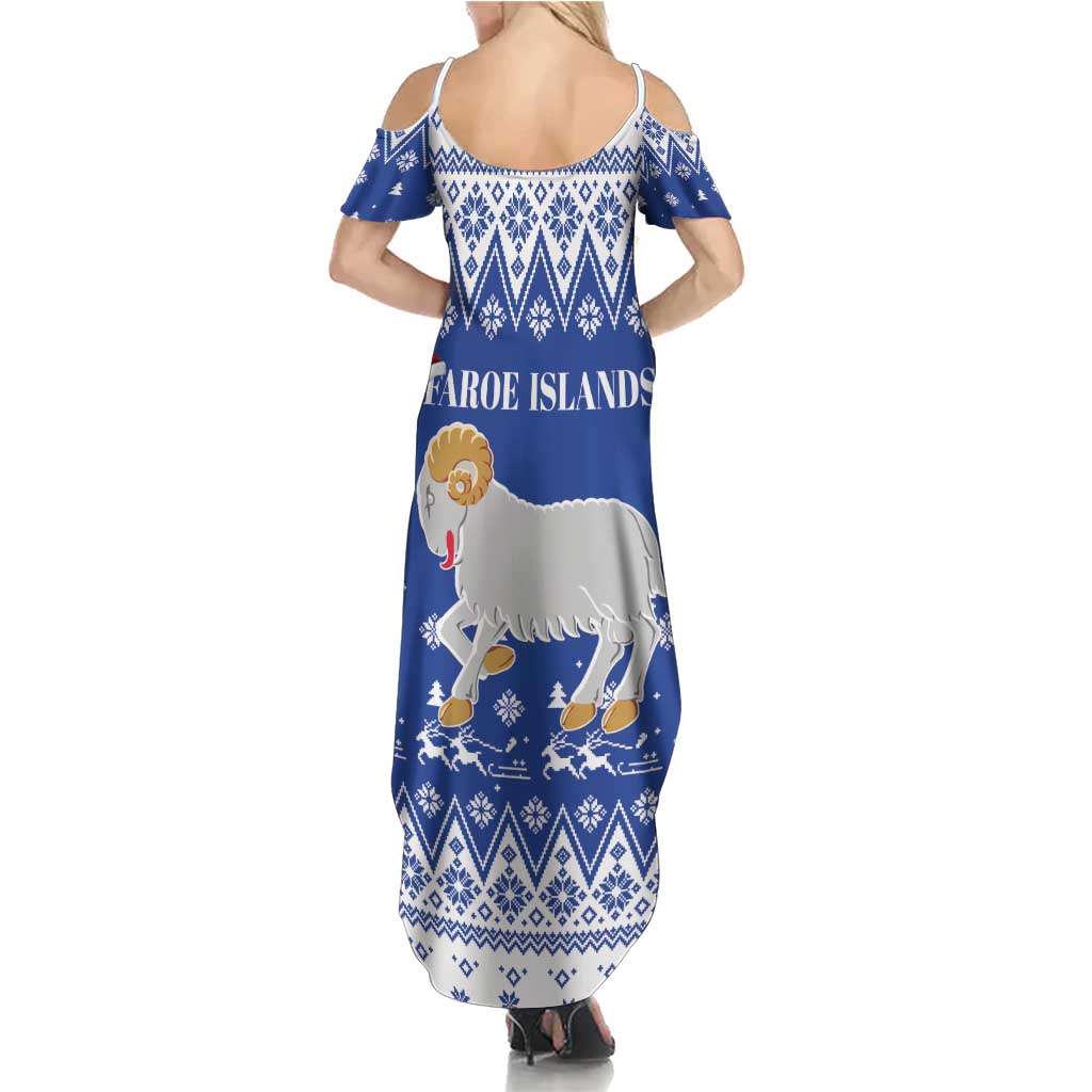 Faroe Islands Christmas Summer Maxi Dress Coat Of Arms Xmas Patterns - Wonder Print Shop