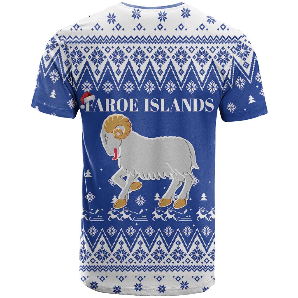 Faroe Islands Christmas T Shirt Coat Of Arms Xmas Patterns - Wonder Print Shop