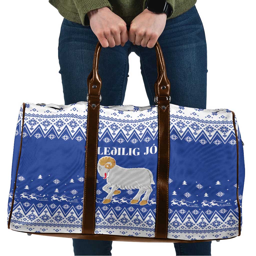 Faroe Islands Christmas Travel Bag Coat Of Arms Xmas Patterns - Wonder Print Shop