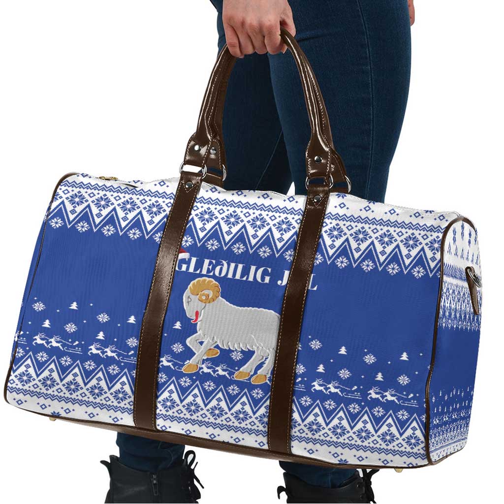 Faroe Islands Christmas Travel Bag Coat Of Arms Xmas Patterns - Wonder Print Shop