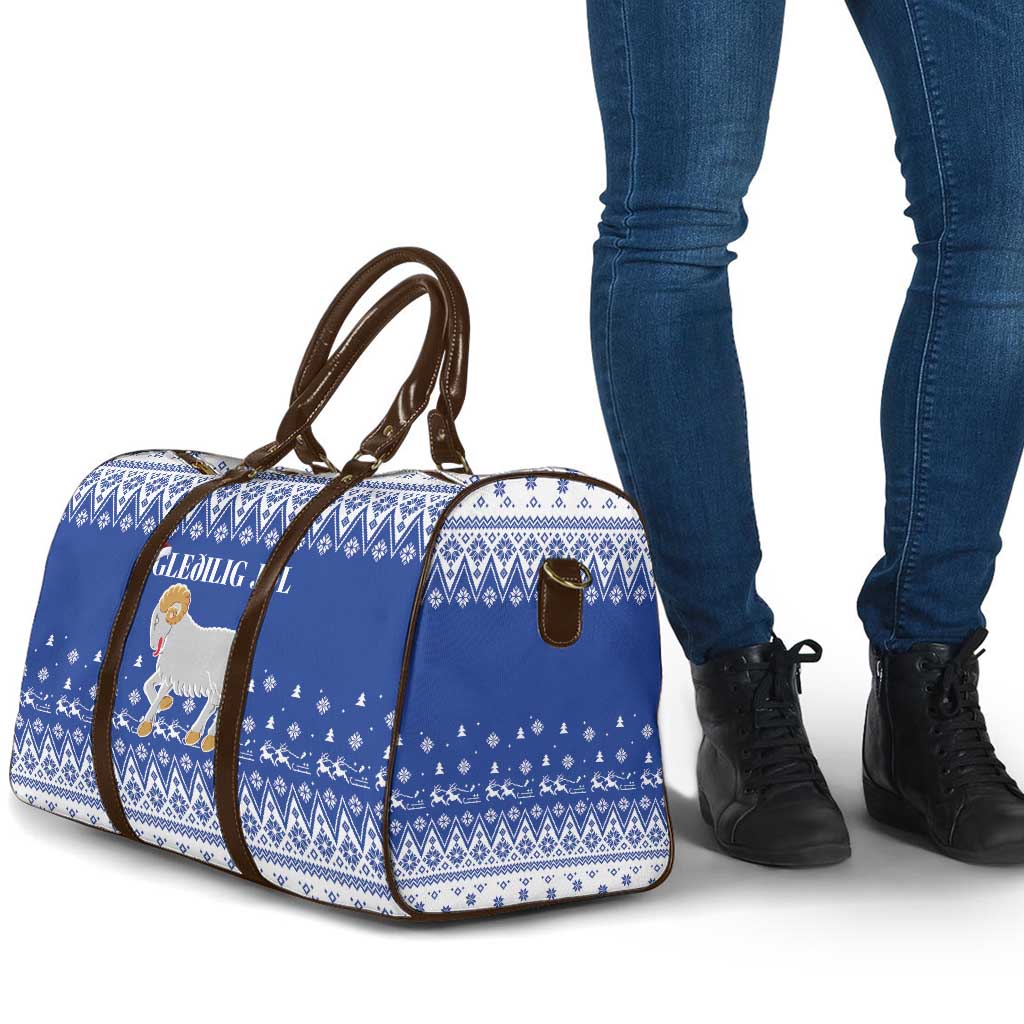 Faroe Islands Christmas Travel Bag Coat Of Arms Xmas Patterns - Wonder Print Shop