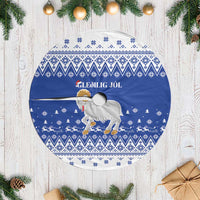 Faroe Islands Christmas Tree Skirt Coat Of Arms Xmas Patterns - Wonder Print Shop