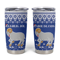 Faroe Islands Christmas Tumbler Cup Coat Of Arms Xmas Patterns - Wonder Print Shop