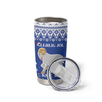 Faroe Islands Christmas Tumbler Cup Coat Of Arms Xmas Patterns - Wonder Print Shop
