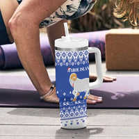 Faroe Islands Christmas Tumbler With Handle Coat Of Arms Xmas Patterns - Wonder Print Shop