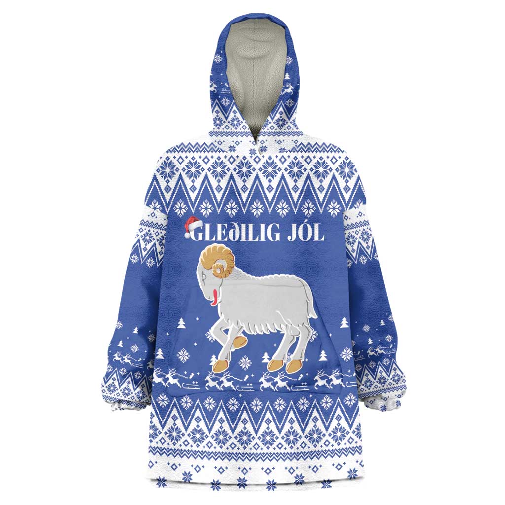 Faroe Islands Christmas Wearable Blanket Hoodie Coat Of Arms Xmas Patterns - Wonder Print Shop