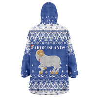 Faroe Islands Christmas Wearable Blanket Hoodie Coat Of Arms Xmas Patterns - Wonder Print Shop