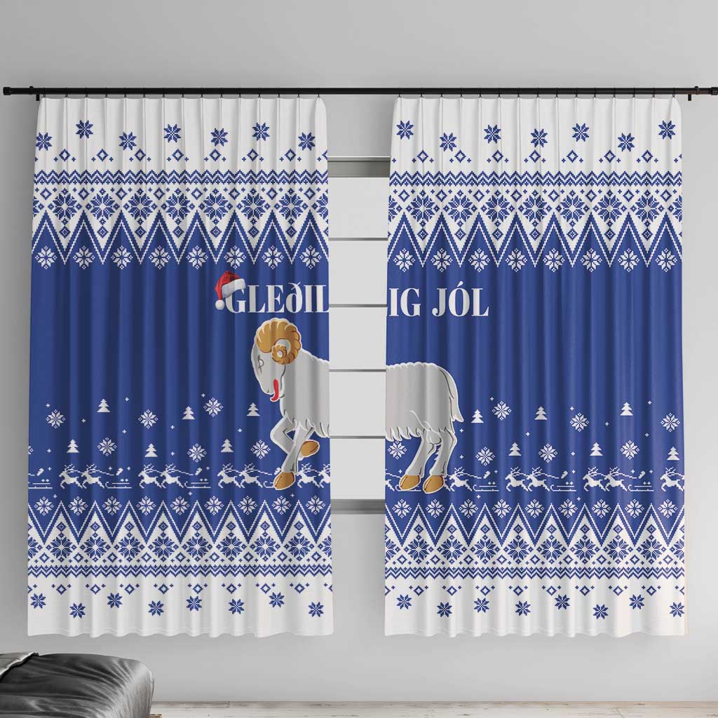 Faroe Islands Christmas Window Curtain Coat Of Arms Xmas Patterns - Wonder Print Shop