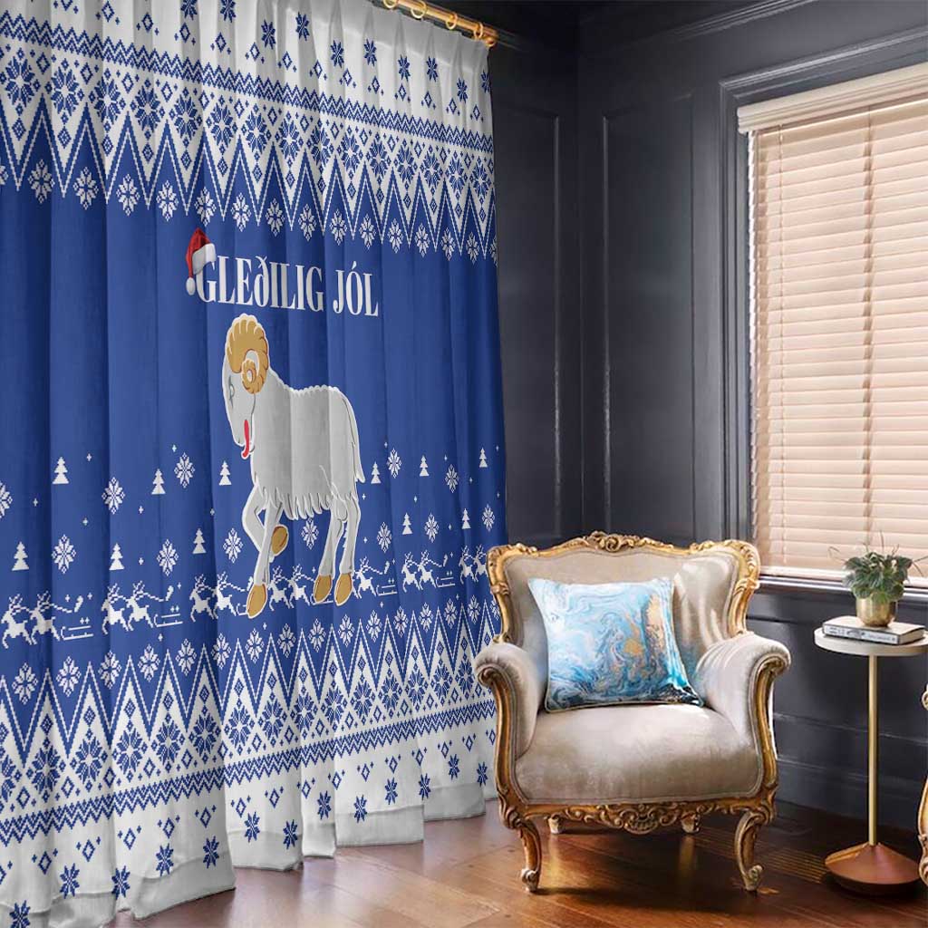 Faroe Islands Christmas Window Curtain Coat Of Arms Xmas Patterns - Wonder Print Shop