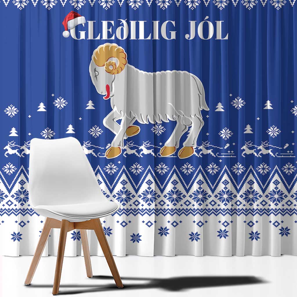 Faroe Islands Christmas Window Curtain Coat Of Arms Xmas Patterns - Wonder Print Shop