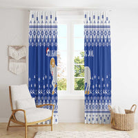 Faroe Islands Christmas Window Curtain Coat Of Arms Xmas Patterns - Wonder Print Shop