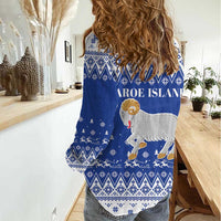 Faroe Islands Christmas Women Casual Shirt Coat Of Arms Xmas Patterns - Wonder Print Shop