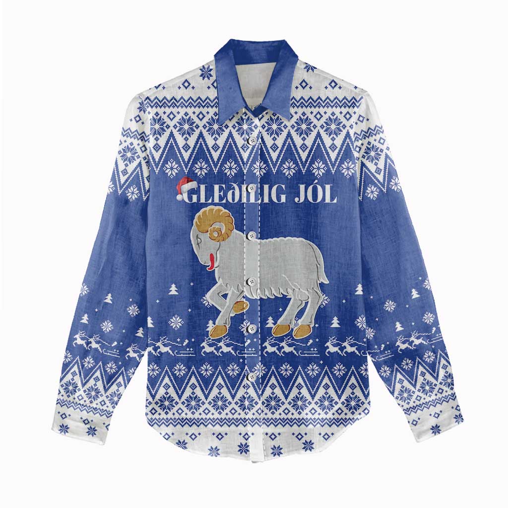Faroe Islands Christmas Women Casual Shirt Coat Of Arms Xmas Patterns - Wonder Print Shop