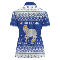 Faroe Islands Christmas Women Polo Shirt Coat Of Arms Xmas Patterns - Wonder Print Shop