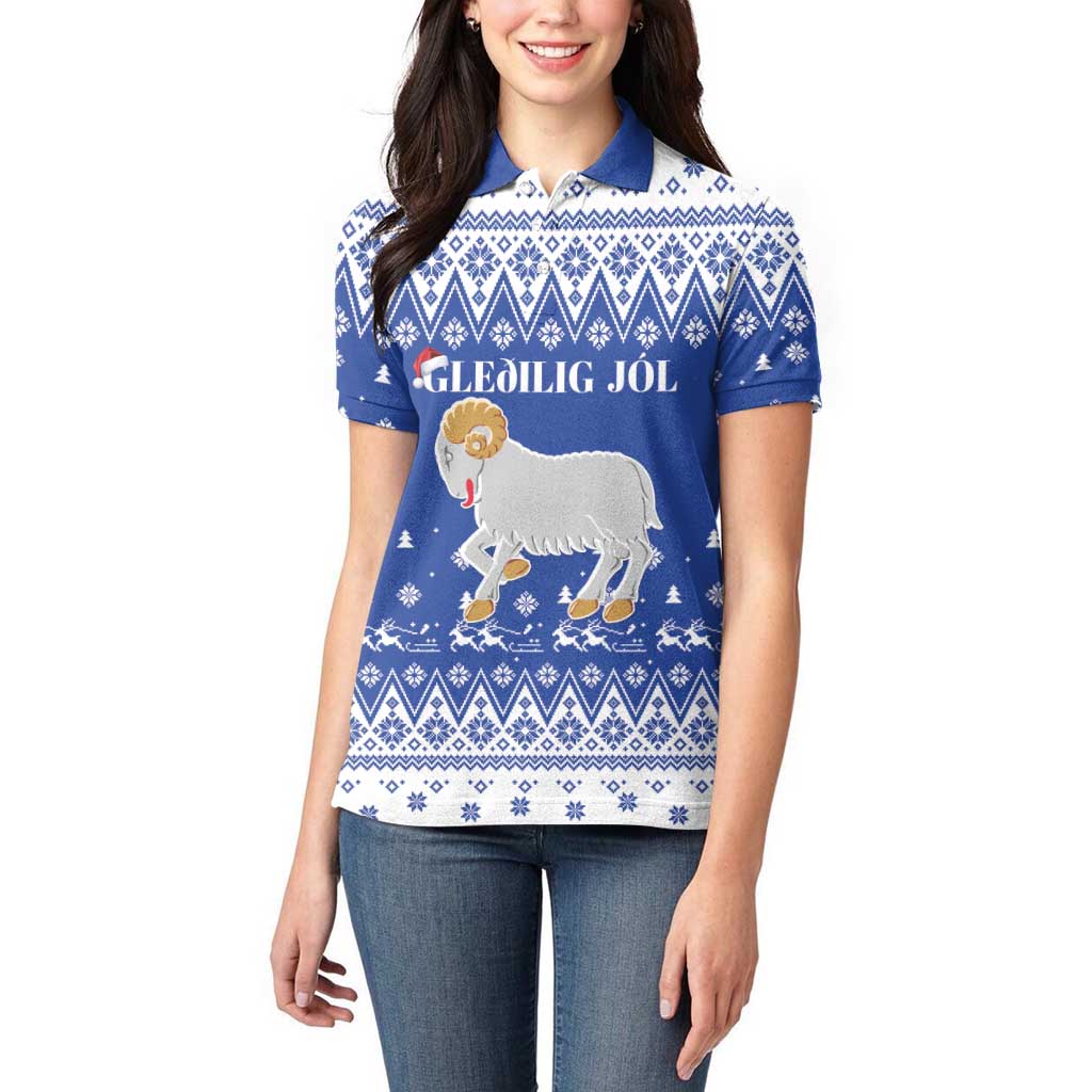 Faroe Islands Christmas Women Polo Shirt Coat Of Arms Xmas Patterns - Wonder Print Shop