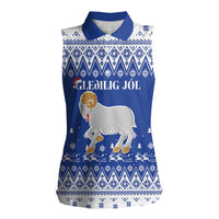 Faroe Islands Christmas Women Sleeveless Polo Shirt Coat Of Arms Xmas Patterns - Wonder Print Shop