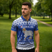 Faroe Islands Christmas Zipper Polo Shirt Coat Of Arms Xmas Patterns - Wonder Print Shop