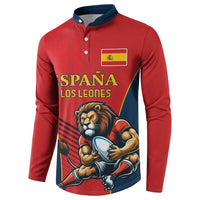 Custom Spain Rugby Button Sweatshirt Los Leones Lion Mascot