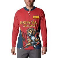 Custom Spain Rugby Button Sweatshirt Los Leones Lion Mascot