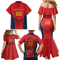 Custom Spain Rugby Family Matching Mermaid Dress and Hawaiian Shirt Los Leones Lion Mascot