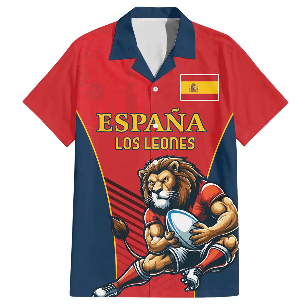 Custom Spain Rugby Family Matching Off Shoulder Maxi Dress and Hawaiian Shirt Los Leones Lion Mascot