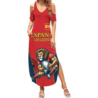 Custom Spain Rugby Family Matching Summer Maxi Dress and Hawaiian Shirt Los Leones Lion Mascot - Wonder Print Shop
