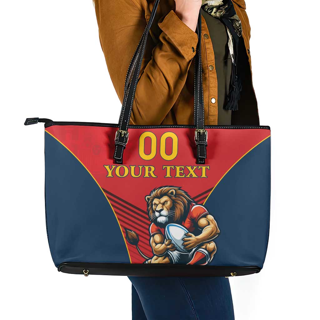 Custom Spain Rugby Leather Tote Bag Los Leones Lion Mascot LT18