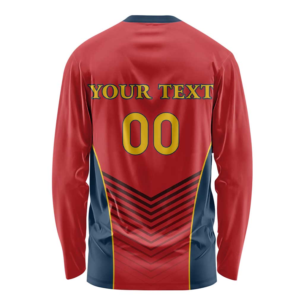 Custom Spain Rugby Long Sleeve Shirt Los Leones Lion Mascot - Wonder Print Shop