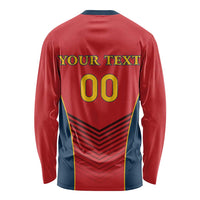 Custom Spain Rugby Long Sleeve Shirt Los Leones Lion Mascot - Wonder Print Shop