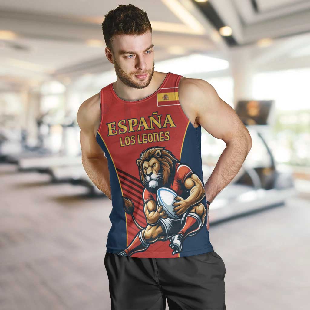 Custom Spain Rugby Men Tank Top Los Leones Lion Mascot - Wonder Print Shop