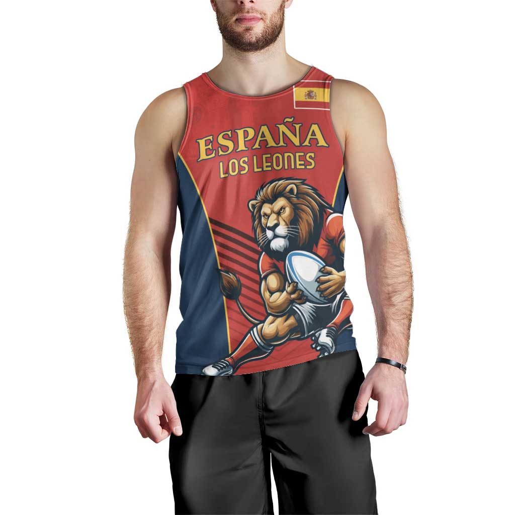 Custom Spain Rugby Men Tank Top Los Leones Lion Mascot - Wonder Print Shop