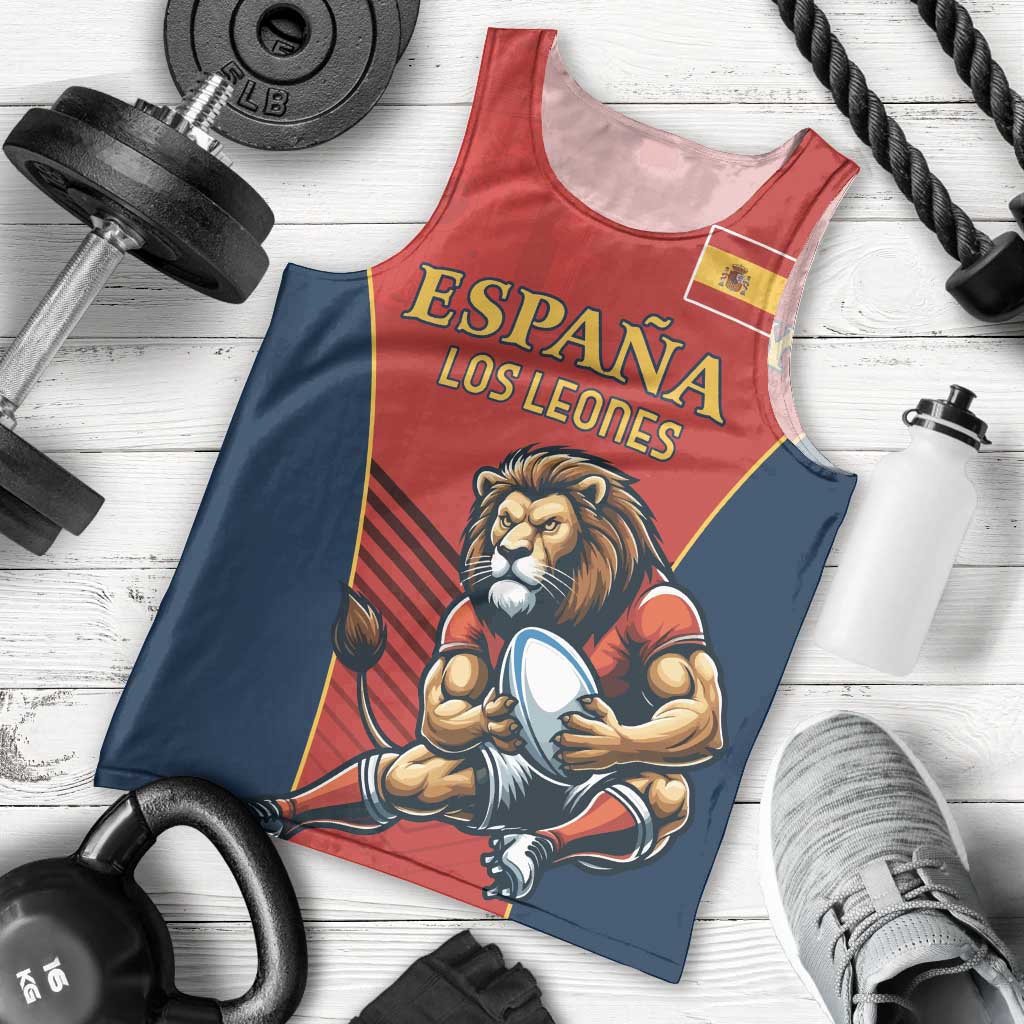 Custom Spain Rugby Men Tank Top Los Leones Lion Mascot - Wonder Print Shop